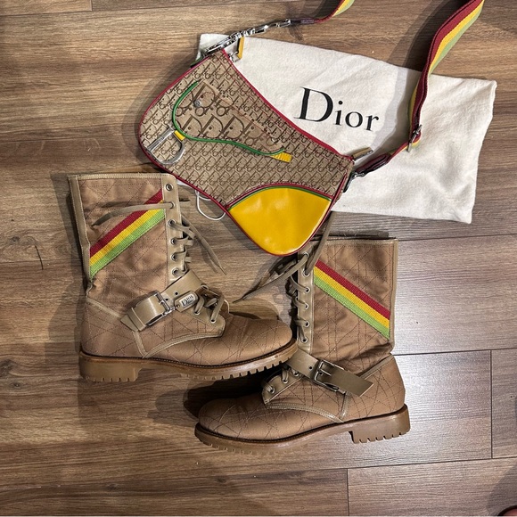 Extremely Rare / Vintage Christian Dior by John Galliano Rastafaree Combat Boots - Picture 5 of 5